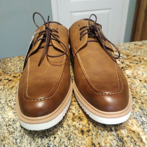 New York & Company Men's Casual Lace Up Leather Shoes Brown Size 12 NWT - Picture 5 of 12